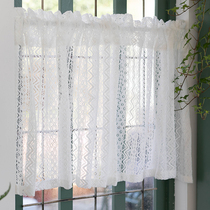 Lace French light luxury small short curtain American pastoral half curtain stripe curtain curtain curtain curtain small window curtain partition curtain