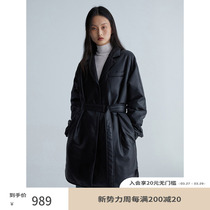 RandomPiece winter new environmental protection TPU leather soft skin - producing suit - collar feather