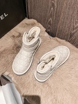 Snow boots 2021 autumn and winter new leather plus velvet thickened Net red short boots leather hair one flat cotton boots women