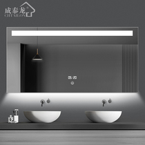 Smart led bathroom mirror wall-mounted touch screen toilet mirror with light Bathroom makeup wall-mounted toilet toilet