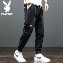 Playboy jeans mens autumn black Korean version of the trend loose casual wild straight wild long pants