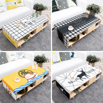 Nordic style rectangular waterproof coffee table cloth double pocket dustproof tablecloth thickened cotton linen cover cloth checkered tablecloth customization