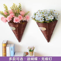 Living room wall decoration wall wall decoration creative rattan wall flower pot clothing store decoration pendant wall decoration