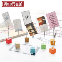 Wooden square message clip 8 color Square note clip creative color simple log time photo clip ornaments