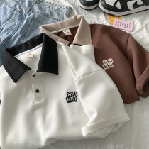 Large Code Short Sleeve T Shirt Woman Summer Loose Design Sensation Small Crowd Fat Mm Student Half Sleeve Polo Collar Five Detached Shirt