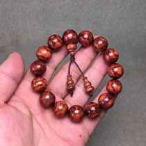 Hainan Huanghuali old material Kangli purple oil pear 15 pairs of eyes Buddha beads hand string tiger skin pattern grimace ghost eye bracelet for men and women