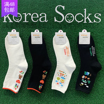 Korea East Gate Import Spring Autumn New Pint Cartoon Cartoon Cotton Socks Spot Brief Casual Ins Wave Midi Women Socks