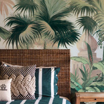 American pastoral country custom non-woven mural Southeast Asia landscape flowers living room sofa background wall porch