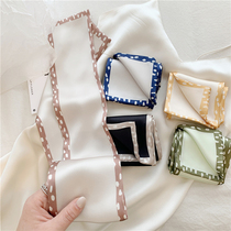 South Korea ins solid color versatile silk scarf small long scarf tie bag with handle small scarf decorative scarf hair band Female