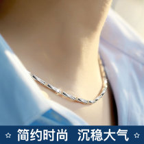 Sterling silver mens necklace pendant Trendy hip-hop high-end boys pendant domineering simple personality Silver gold-plated clavicle chain