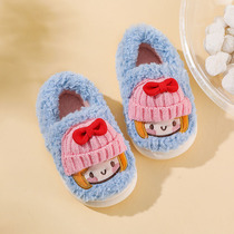 Baby bag heel cotton slippers girls winter childrens shoes plus velvet cartoon cute childrens outerwear plush boys cotton shoes
