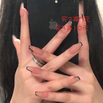 Fan-style black side nail patches Wear a meme can be taken with a meme-sheet female finished product net red false nail shell long and hot girl