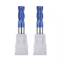 Imported 65 degree blue nano high hard tungsten steel coated milling cutter 4F hardened D6R0 5 65 degree blue round bull nose knife