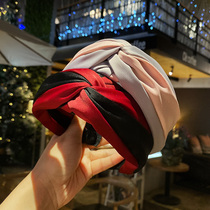  Color matching middle knotted hair band with teeth non-slip adult hair band ladies wide-brimmed head band Korean simple pressure hair lady