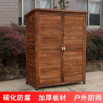 Outdoor carbonized wooden lockers Balcony toolbox lockers Outdoor garden storage room boxes Courtyard storage cabinets