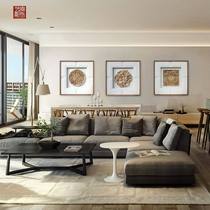 Living room decoration painting modern new Chinese sofa background wall hanging painting Three-dimensional relief painting solid wood carving painting