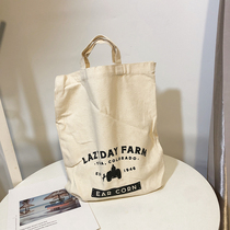 Cute cartoon letter simple canvas handbag casual art canvas bag student cram bag environmental shopping bag