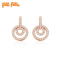 Folli Follie Furi womens jewelry fashion exquisite circle inlaid earrings earrings female 3E17S023