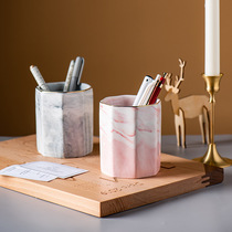 Nordic style ins Marbled Phnom Penh Ceramic octagonal pen holder Storage cup storage tube water cup Home decoration