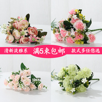 Nordic bouquet rose dried flower silk flower plastic fake flower tea living room decoration flower art fence flower jumping orchid Daisy