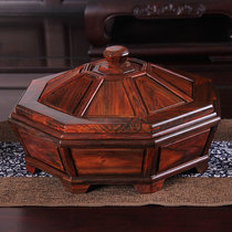 Big red acid branch dried fruit plate grid with cover living room solid wood household Mahogany Chinese melon seed candy snack box New Year