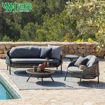 Outdoor trio rattan sofa rattan furniture garden courtyard minimalist casual rattan chair sofa combined semi-arched sofa