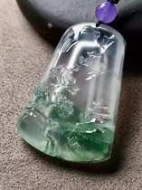 Myanmar Laokeng Gaobingyang Green Floating Flower Mountain Water Brand Zhou Dai Special Mens and Womens Jade Pendant Glass Species