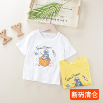 Boys cotton printed short sleeve T-shirt summer childrens clothes baby 1-7 years old summer boy boy tide loose top