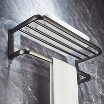 Light luxury brushed gun gray towel rack all copper towel rack bathroom rack bathroom horizontal bar towel rack Nordic