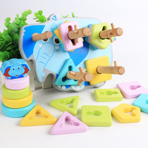 Kindergarten Children Enlightenment Early Teaching Shape Pairing Building Blocks of Pillars Male and female Children Baby Baby Small Class Puzzle Force Toys