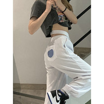 Cross Strap Sport Pants Woman 2021 Autumn Winter New Design Sensation High Waist Loose Straight Cylinder Loving Casual Pants Bunches