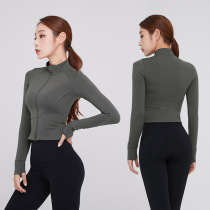 Yoga suit long-sleeved womens 2020 autumn and winter new Korean edition high waist zipper fitness jacket sports quick-drying training top