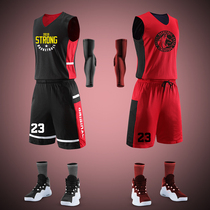 Double-sided basketball suit mens printing training suit vest double-sided sports basketball jersey custom competition Tide team uniform