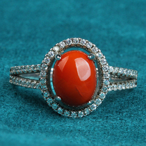 3 94 gr Temperament Goddess Canon] Oil Runway arc shaped pure silver inlaid South red Manau ring