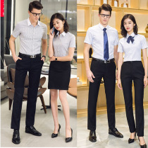 Womens Trousers Short-sleeved shirt Professional suit Mid-skirt Short-sleeved shirt Trousers Two-piece long-sleeved shirt Professional suit