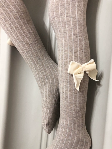 Демисезонные хаки бархатные колготки с бантиком