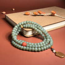 (Support re-inspection) Jasper pink fine material multi-circle 108 bead chain