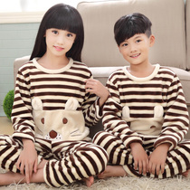 2021 new childrens mens and womens pajamas flannel spring autumn and winter coral velvet siblings large size baby home clothes