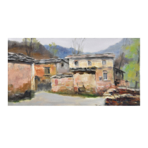 Zhonglong art original hand-painted oil painting orphan Li Ting village living room decoration painting collection national tide art