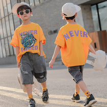 Childrens clothing boys and boys summer suit 2021 new summer big children handsome summer Korean version of tide clothes