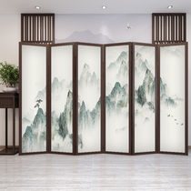 Screen partition living room bedroom office Chinese simple modern folding mobile solid wood custom landscape painting folding screen