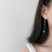 Fresh Joker Five-pointed Star Ear 925 Sterling Silver Platinum Plated Simple Earrings Rose Gold Long earrings