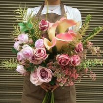 Imitation bouquet floral set fine snow hand bouquet fake flower home decoration living room soft decoration ins Nordic