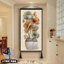 European-style porch fabric hanging painting vertical Lotus living room Mural cloth corridor wall cloth painting large size tapestry