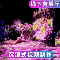 Immersive Video three-fold screen projection video cave source production exhibition hall video production four-fold screen holographic projection arc screen projection video L screen projection video production 3D mapping