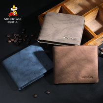 Scarecrow wallet mens short leather 2020 new youth ultra-thin soft cowhide tide brand wallet drivers license wallet