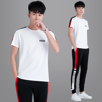 22 summer new short-sleeved casual sports suit mens Korean style trendy teenagers with handsome summer clothes