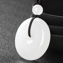 One day loss of a natural Xinjiang white jade bracelet chain Xinjiang sheep fat white Ping An jade button true jade male and female