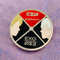 Bian Boxian Around the whole EXO album six series OBSESSION metal badge brooch poster Special
