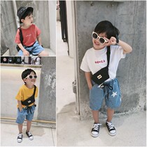 Male and female child summer clothing short sleeves T 2018 new children embroidery blouses baby cotton round collar semi-amputee T tide